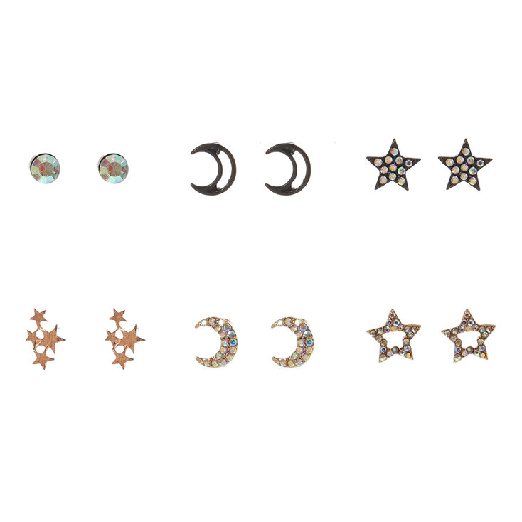 Moon & Star Stud Earrings,