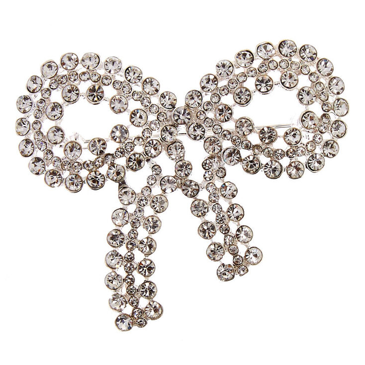 Faux Crystal Bow Pin,