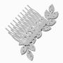 Silver-tone Pave Rhinestone Leaf Hair Comb,