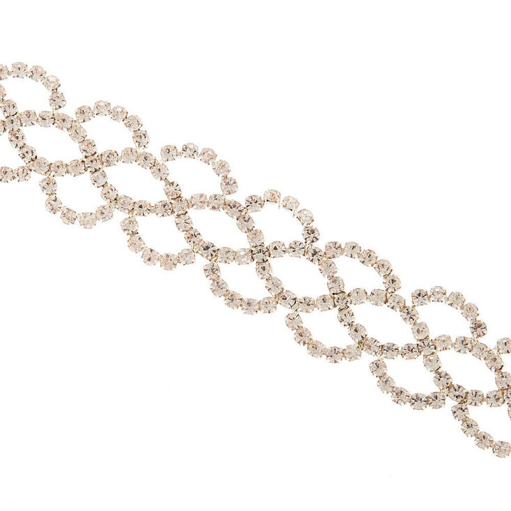 Silver Rhinestone Crochet Chain Bracelet,
