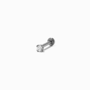 Silver-tone Stainless Steel Cubic Zirconia 20G Threadless Nose Stud,