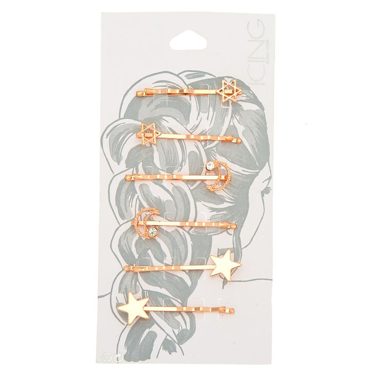 Rose Gold Celestial Hair Pins - 6 Pack,