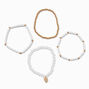 White &amp; Gold-tone Stretch Bracelets - 4 Pack,