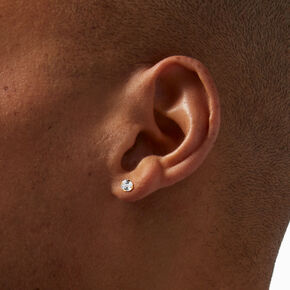 14kt Yellow Gold 5mm CZ Studs Ear Piercing Kit with Ear Care Solution,