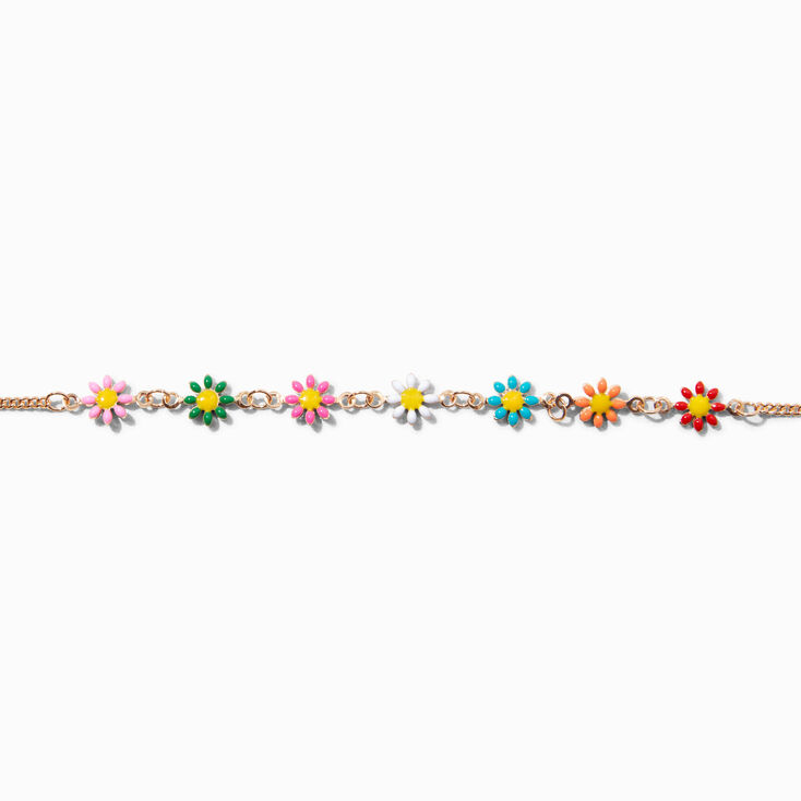 Enamel Rainbow Daisy Gold Choker Necklace,