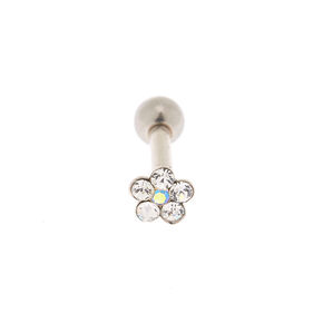 Silver 16G Iridescent Flower Tragus Stud Earring,