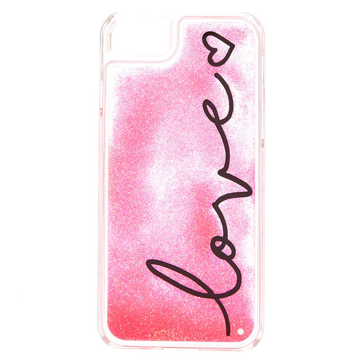Love Pink Liquid Filled Phone Case - Fits iPhone 6/7/8,