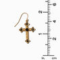Black Stone Gold-tone Cross 1.5&quot; Drop Earrings,