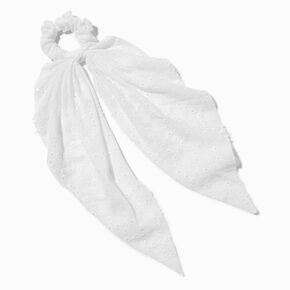 White Eyelet Hair Scrunchie Scarf,