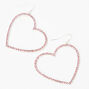 Silver 2&quot; Crystal Open Heart Drop Earrings - Pink,