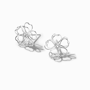 Silver Wire Flower Stud Earrings,