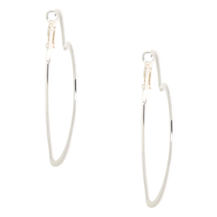 Silver 60MM Heart Hoop Earrings,