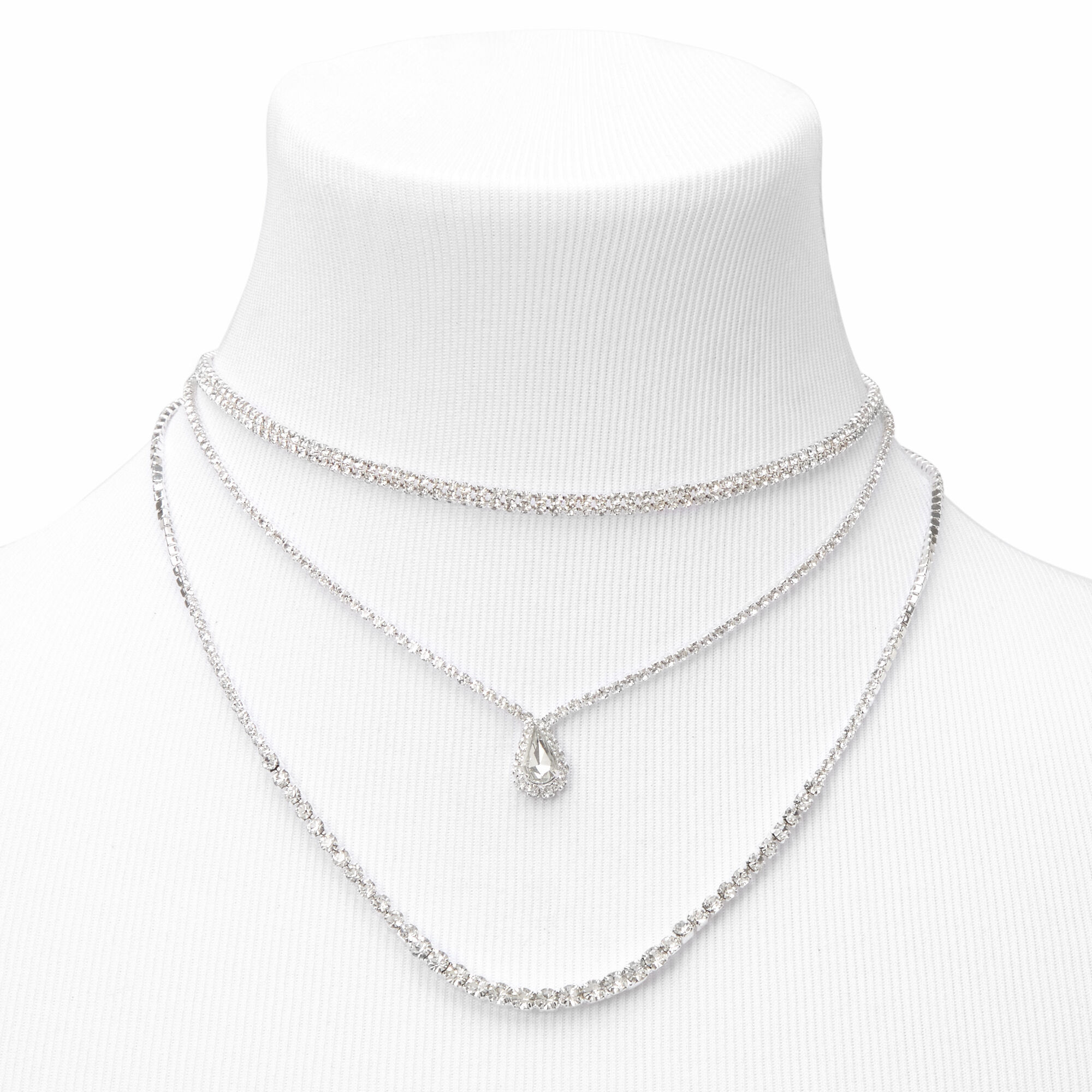 Silver multi chain necklace online