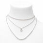 Silver Rhinestone Multi Strand Chain Necklace,