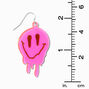Hot Pink Melting Happy Face 2&quot; Drop Earrings ,