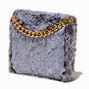 Furry Gray Chain-Strap Wallet,