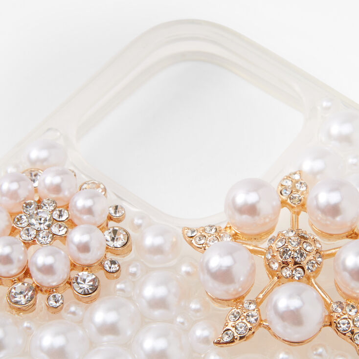 Crystal &amp; Pearl Flowers Bling Phone Case - Fits iPhone&reg; 12 Pro Max,
