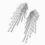 Silver Space Rhinestone Linear Fringe 3&quot; Drop Earrings,