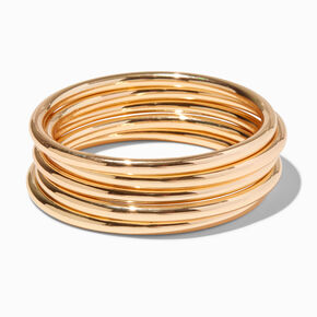 Gold-tone Thick Bangle Bracelets - 5 Pack,