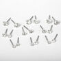 Silver Embellished Graduated Round Stud Earrings - 9 Pack,