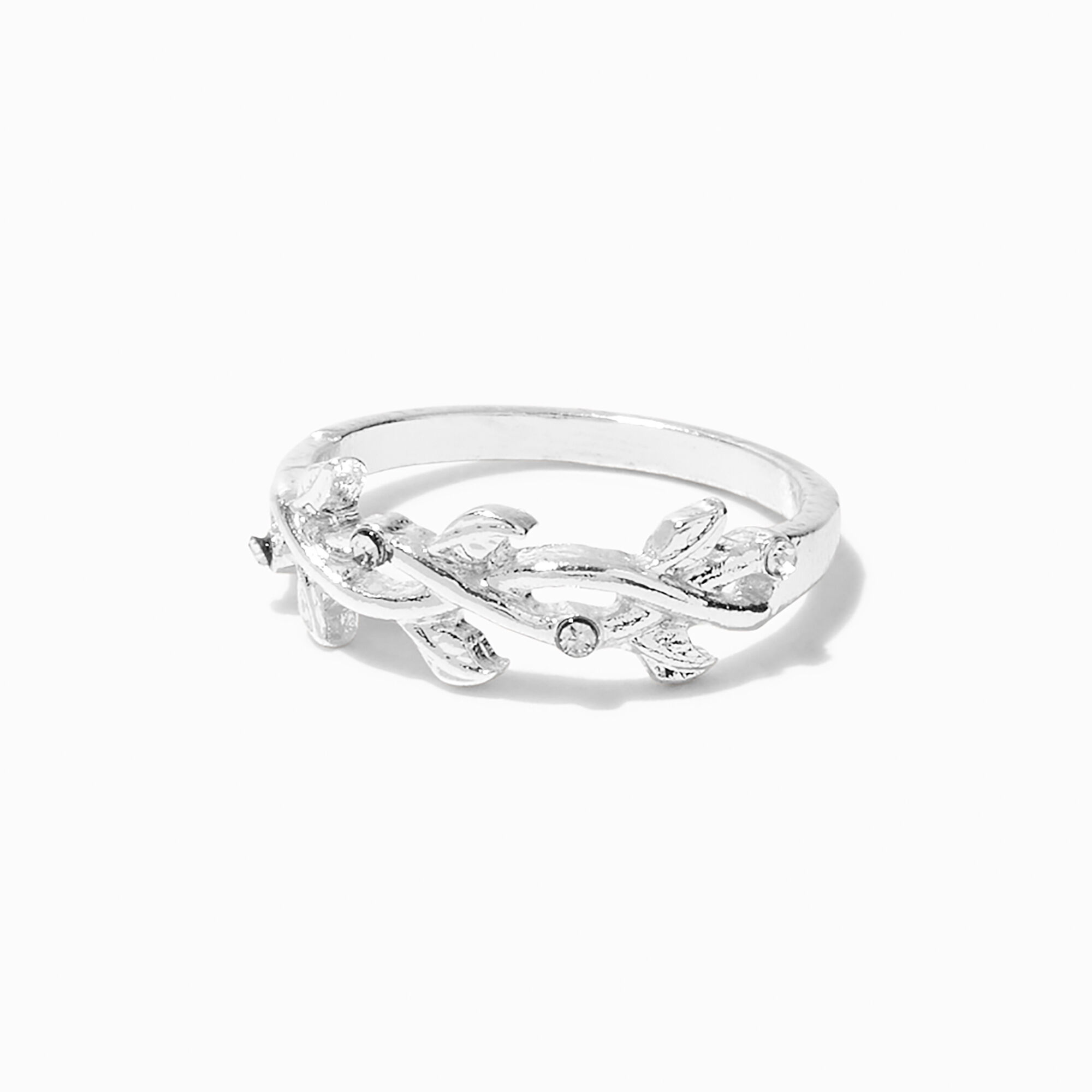 Silver Embellished Leaf Vine Ring Icing US