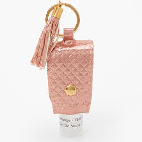 Pink Quilt Holder with Anti-Bacterial Hand Sanitizer,