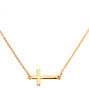 Gold Sideways Cross Pendant Necklace,