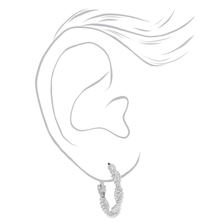 Silver Twisted Braid 20MM Hoop Earrings,