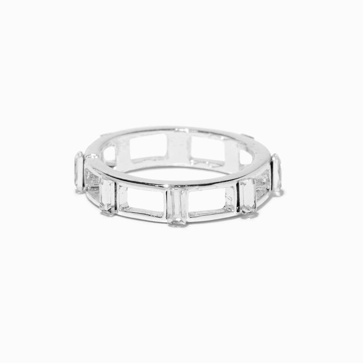 Silver-tone Rectangular Cutout Ring,