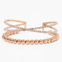 Rose Gold Criss Cross Rhinestone Beaded Cuff Bracelet,