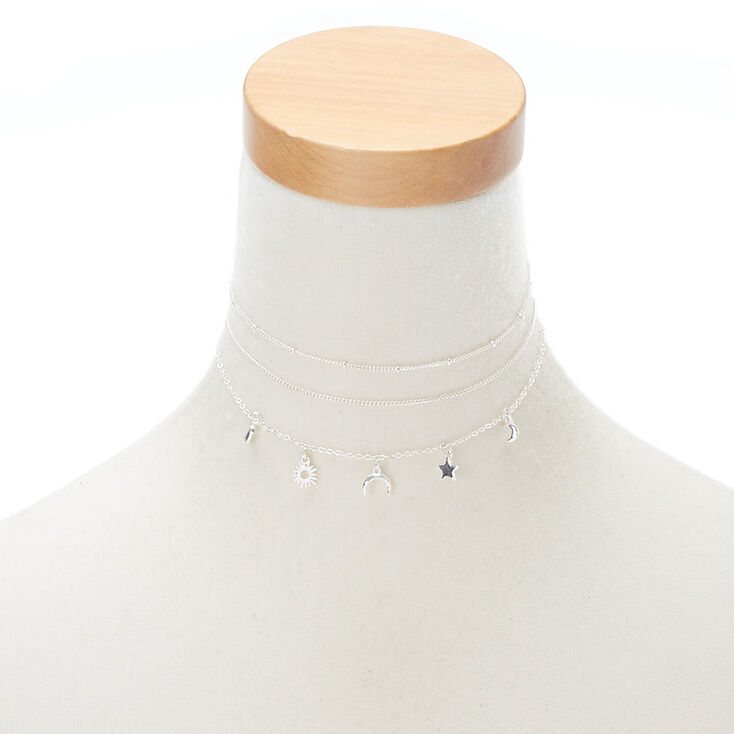 Silver Celestial Choker Necklaces - 3 Pack,