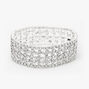 Silver Rhinestone Wide Cuff Stretch Bracelet,