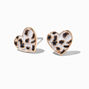Cow Print Heart Gold-tone Stud Earrings,