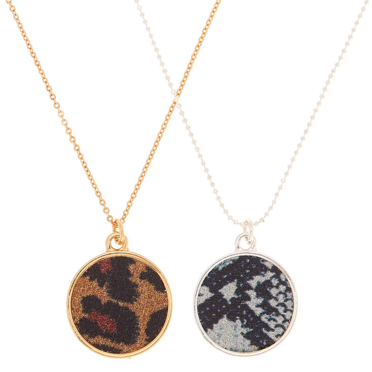 Mixed Metal Animal Print Pendant Necklaces - 2 Pack,