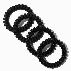 Shiny &amp; Matte Black Spiral Hair Ties - 4 Pack,