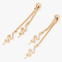 Gold 2&quot; Embellished Snake Front and Back Drop Earrings,