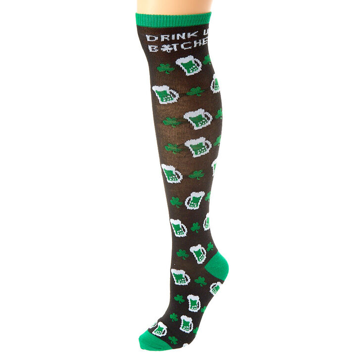 Drink Up B*tches Knee High Socks - Black,