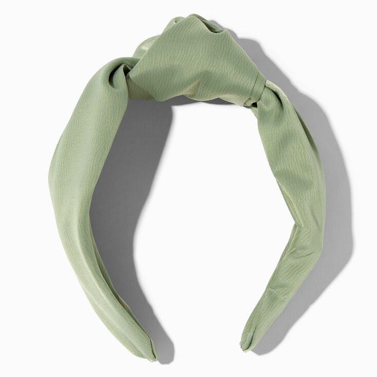 Olive Satin Knotted Headband,