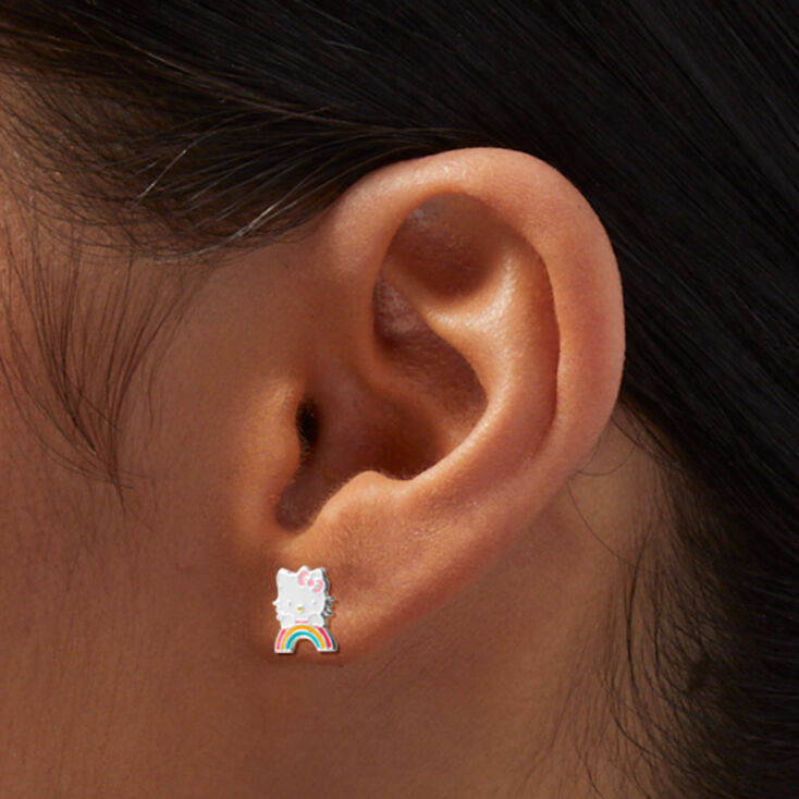 Sterling Silver Hello Kitty&reg; and Friends Hello Kitty&reg; Icing Exclusive Rainbow Enamel Stud Earrings,