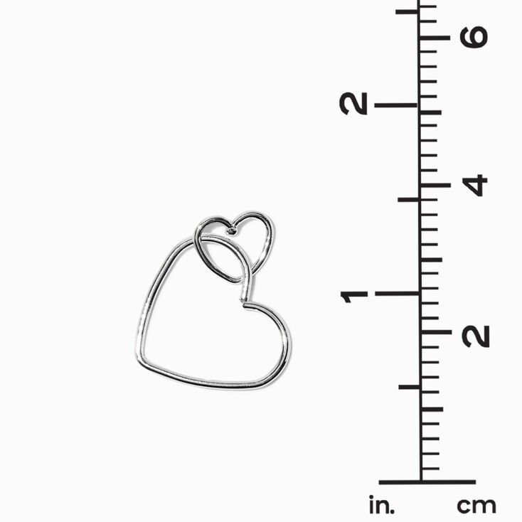 Silver-tone Double Heart 1&quot; Drop Earrings ,