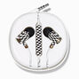 Black &amp; White Checkerboard Silicone Earbuds,