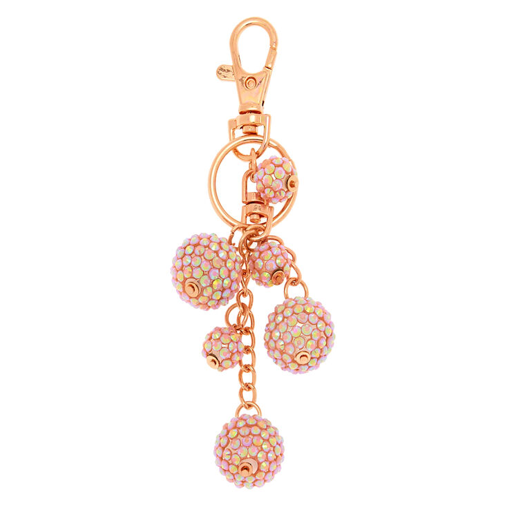 Rose Gold Bling Fireball Keychain - Pink,