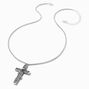 Silver Snake Cross Pendant Necklace,