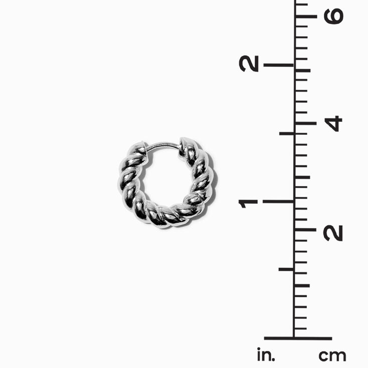 Icing Select Sterling Silver Plated 12MM Twisted Clicker Hoop Earrings ,