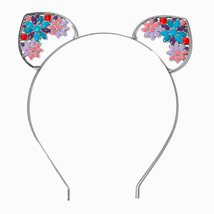 Purple Enamel Flowers Cat Ears Headband,