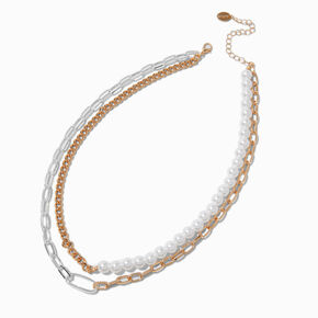 Mean Girls&trade; x ICING Mixed Metal Plated Pearl Chain Multi Strand Necklace,