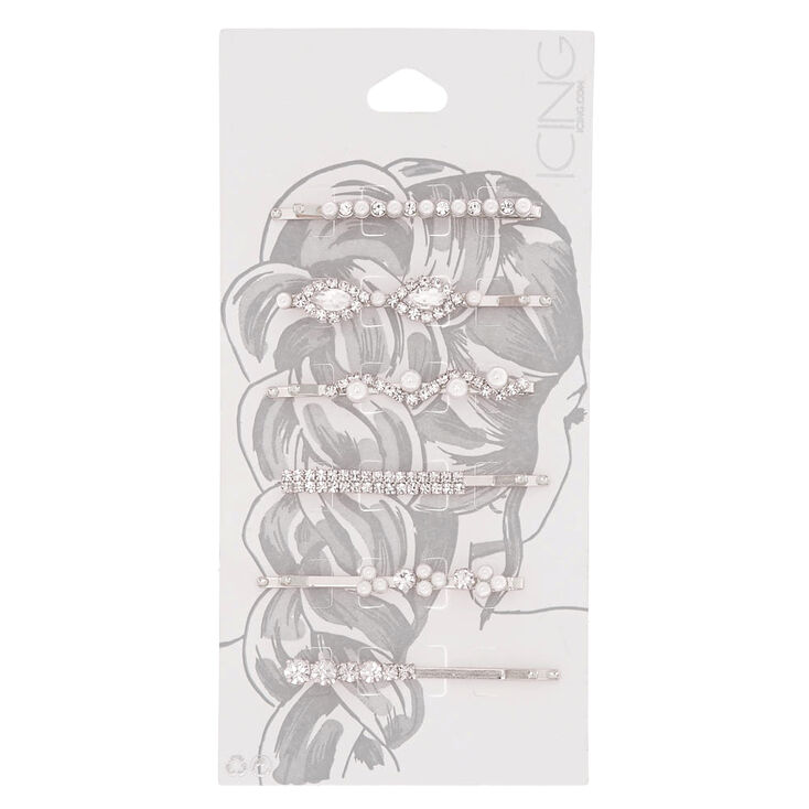 Silver-Tone Faux Pearl & Crystal Bobby Pins,