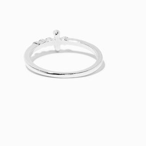 Silver-tone Side Cross Ring,