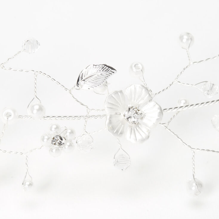 Silver Metallic Flower Crown Headwrap,