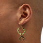 Jade Green Beaded Gold Hoop 1.5&quot; Drop Earrings,
